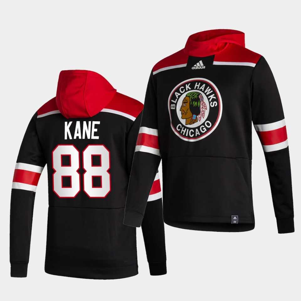 Men Chicago Blackhawks 88 Kane Black NHL 2021 Adidas Pullover Hoodie Jersey